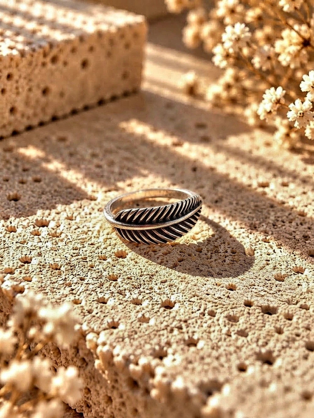 Silver-Tone Feather Ring